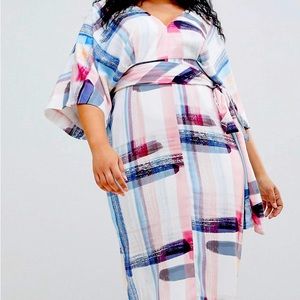 Kimono MIDI Dress , Abstract Print  Size 16